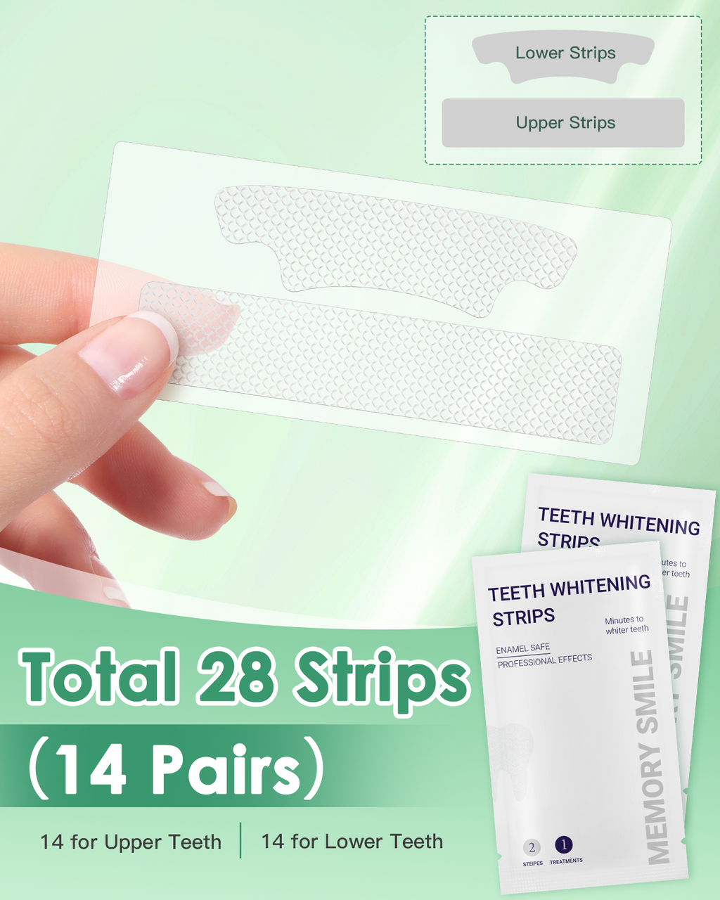 Teeth Whitening Strips Zähne Zahnaufhellung - 28 White Stripes Bleaching Zahn Aufhellen Set frei von Peroxide, Schonende Zahnbleaching Zahnweiss Bleichen Weiß Machen Zahnstrips Sofort - 14 Anwendungen
