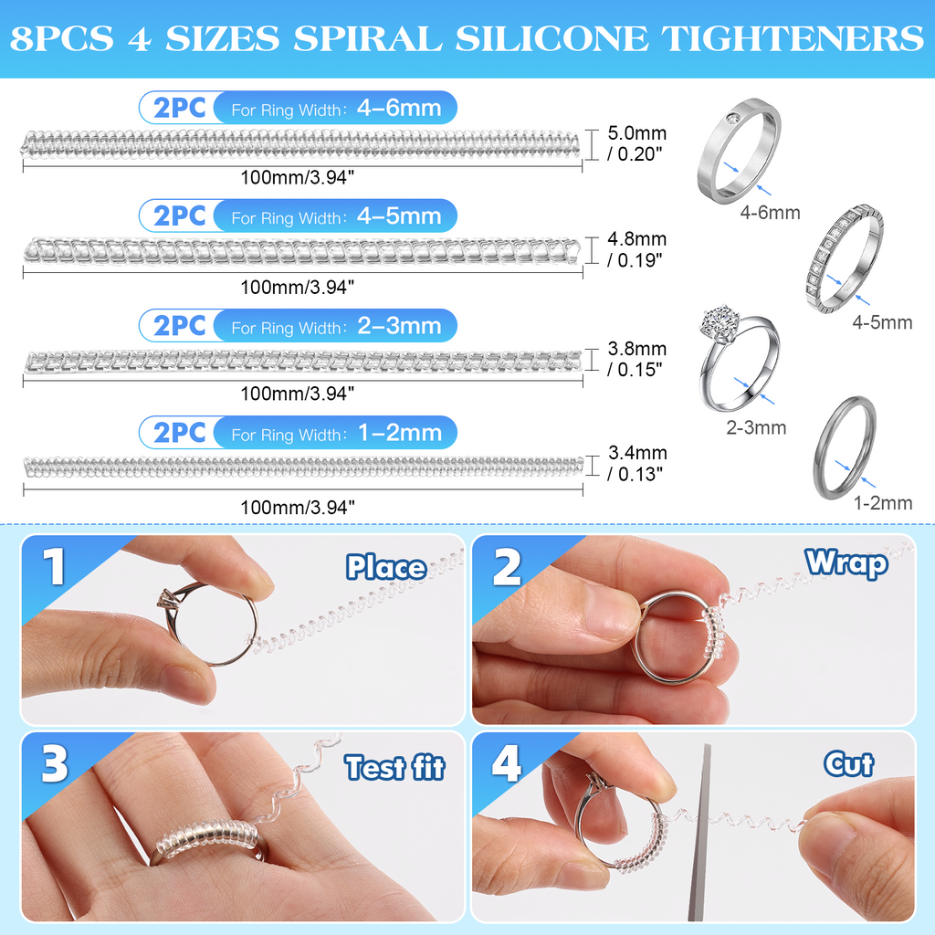 19/15 Stück Ring Verkleinerung Unsichtbar, Lullu Ringverkleinerer Unsichtbarer Ring Verkleinern Size Adjuster Kleiner Enger Machen, Ringgrößenversteller Silikon für Ringe Breite