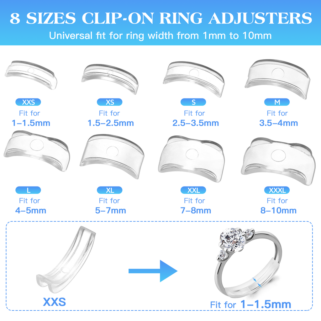 19/15 Stück Ring Verkleinerung Unsichtbar, Lullu Ringverkleinerer Unsichtbarer Ring Verkleinern Size Adjuster Kleiner Enger Machen, Ringgrößenversteller Silikon für Ringe Breite