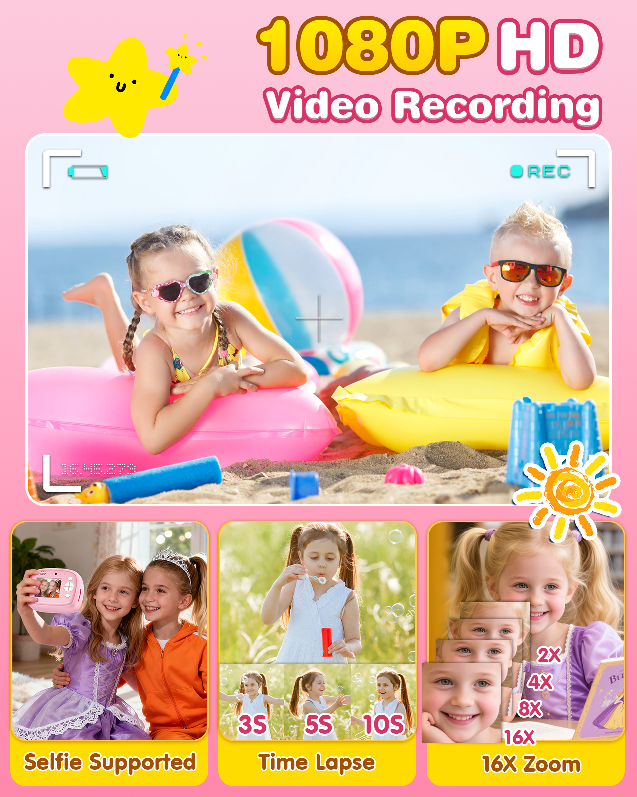 Kinderkamera, 48MP 1080P Sofortbildkamera Kinder Kamera Sofortdruck mit 32GB Karte & 4 Rollen Fotos Drucken Druckpapier, Fotoapparat Fotokamera Spielzeug Geschenke für Jungen & Mädchen von 3-12 Jahre